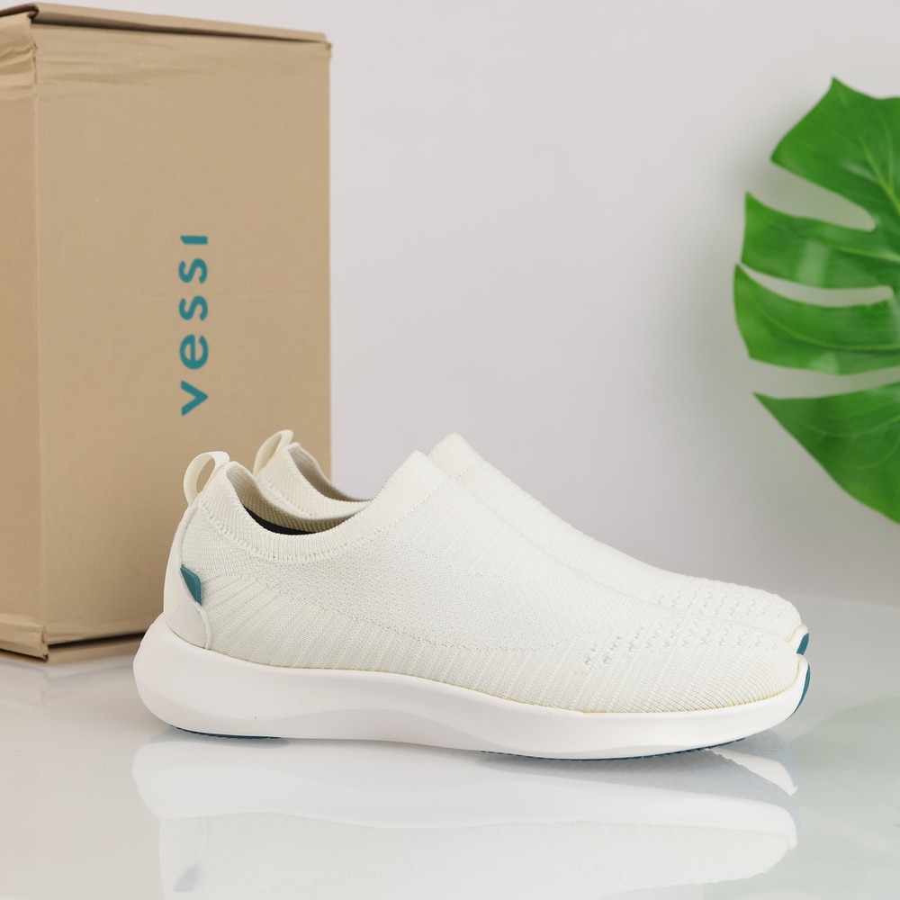 Vessi Shoes Womens Everyday Move Slip-On Sneakers Size 8 White Knit Waterproof